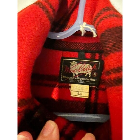 VTG Woolrich Men's 40s 50s Red Wool Plaid Mackinaw Jacket Sz 44 - Picture 3 of 8